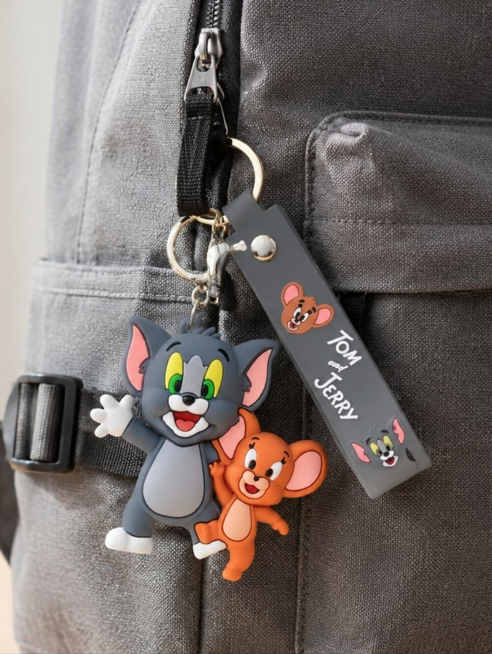 Tom & Jerry Silicone Keyring Wristlet Bag Clip Cartoon Classic NWT Nostalgic Fun